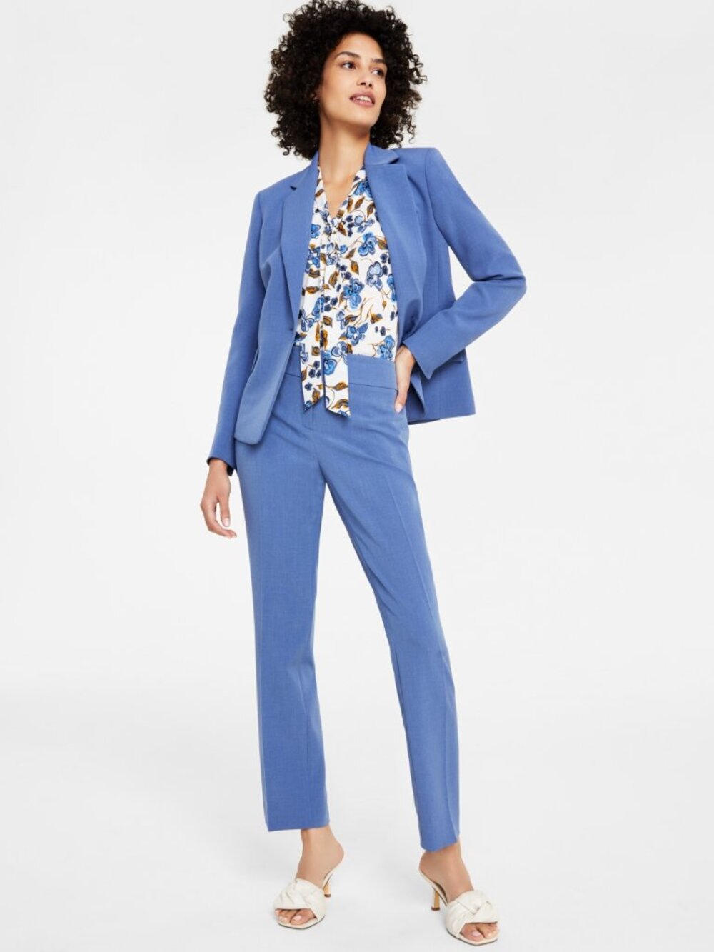 NWT Kasper Size 16 Blue One Button Notched Collar Slit Cuff Blazer Suit Set NEW
